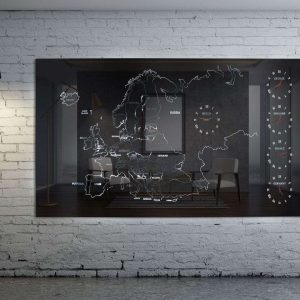 Καθρέφτης ρολόι Europe map led 